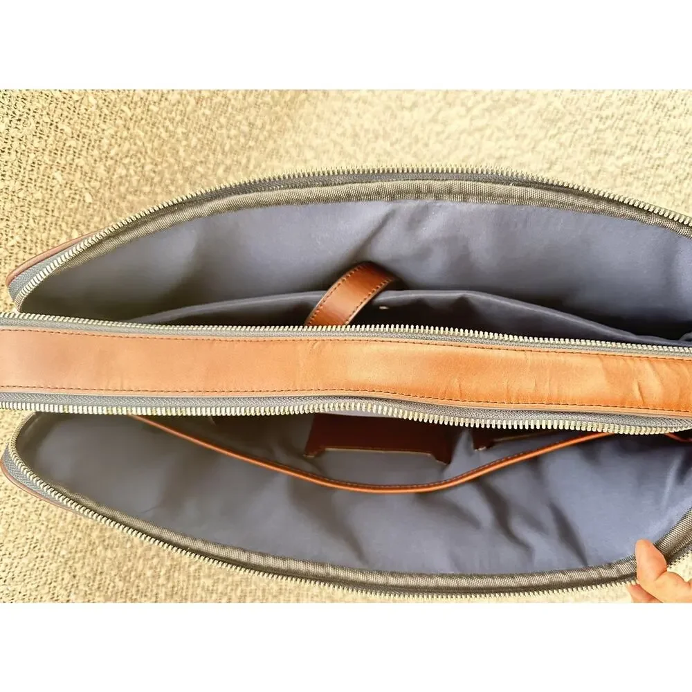 Maverick & Co Odyssey Double-zip Laptop Briefcase Navy Blue New